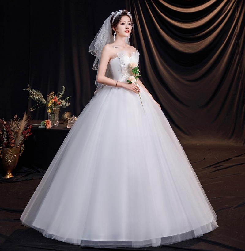 ウェディングドレス フォレスト風 シンプル スーパー スリム 夢見るフロアレングス 女性 小柄気質 花嫁ドレス