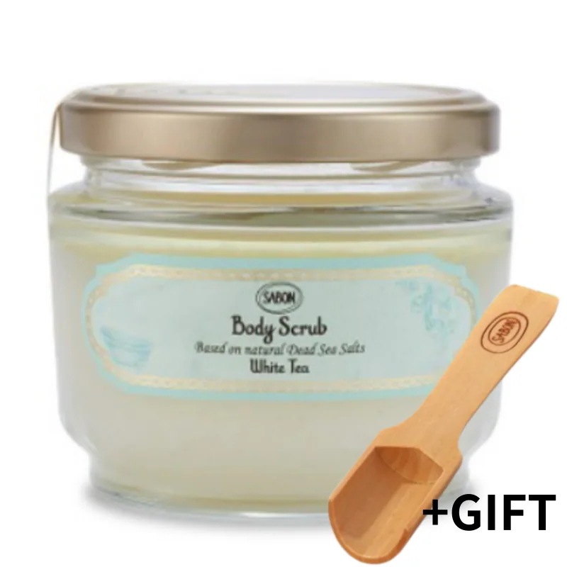 【正規品】SABON サボン ボディスクラブ ホワイトティー320g+ウッドスクープ 肌と心がときめく新感覚ボディスクラブ