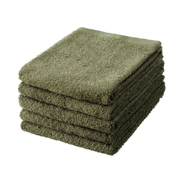 (まとめ）オーミケンシ フェイスタオル5枚セット ダークグリーン(×5セット)