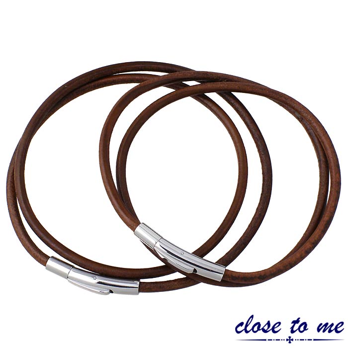 クロストゥーミー close to me レザー ステンレス ペア アンクレット ダーク アレルギー対