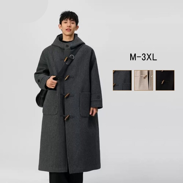期间限定！ ダッフルコート メンズ スクールコート オーバーサイズ ダッフル コート アウター 通学 通勤 旅行 ストリート 大人 学生 男子 アウター フード トグルボタン ジャケット メルトン ブ