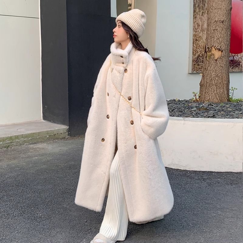 【上品】冬人気 厚手 超保温 毛皮アウター 韓国ファッション 気質もこもこロングコート レディース 防寒 暖かいファーアウター 冬 ゆったり体型カバー 百掛け 通勤 裹起毛ジャケット30%までに制限