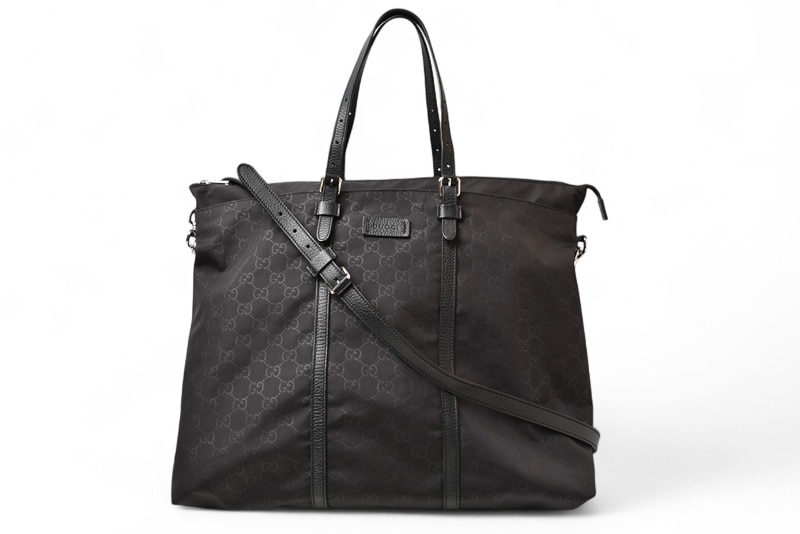 トートバッグ/ショルダーバッグ 2way GUCCI グッチシマ ナイロン/レザー GG柄/ブラック 387068