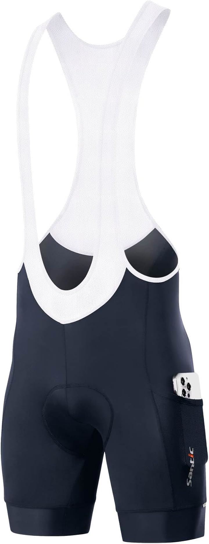 ビブショーツ ビブパンツ メンズ サイクルウエア 夏用 自転車 パッド付き 吸汗速乾(ネイビー, 2XL)