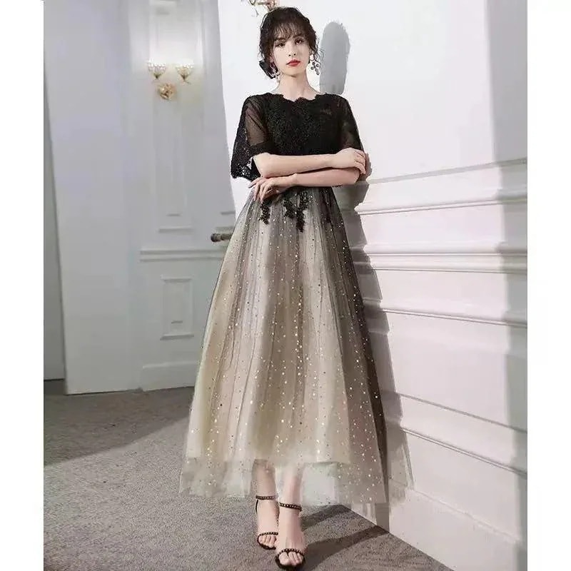 パーティードレス 結婚式 袖あり 40代 20代 10代 韓国風 フォーマルドレス