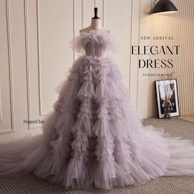 ウェディングドレス 花嫁ドレス プリンセスライン カラードレス 演奏会 綺麗め 紫 パーブル フォーマル 結婚式 ドレス おしゃれ パーティードレス 二次会 ドレス 発表会 ピアノ発表会ドレス 成人式