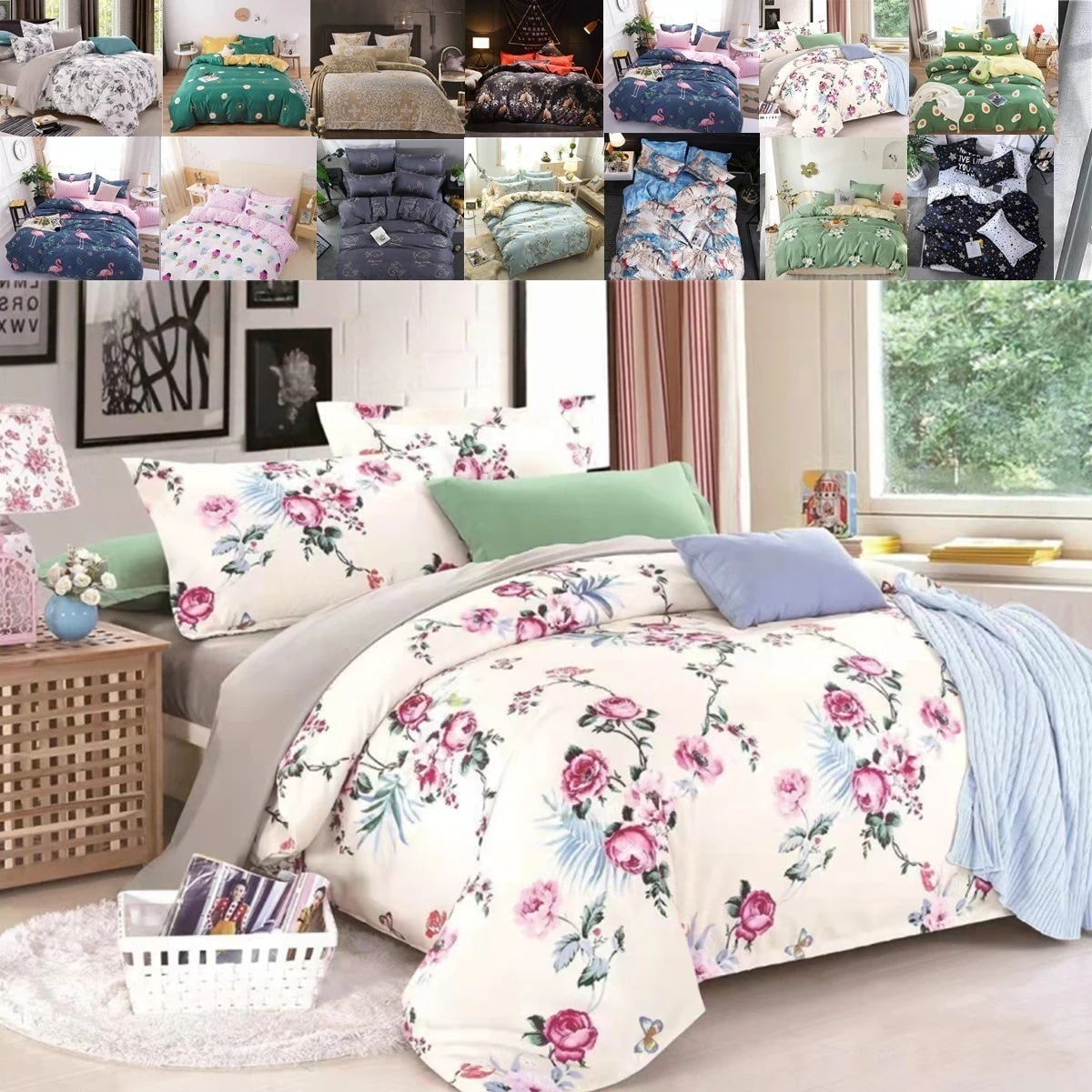 ベッドカバー 布団カバー セット シングル セミ クイーン ボックスシーツ洋式 和式 四兼用949298