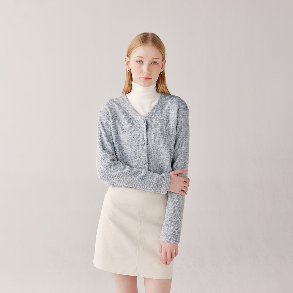 BOKASHI WOOL KNIT SEMI-CROP CARDIGAN(2 COLOR)