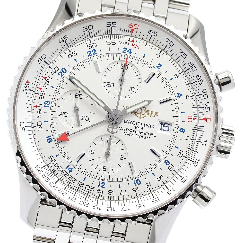 ブライトリング BREITLING A24322 ナビタイマー ワールド クロノグラフ 自動巻き メンズ 良品 保証書付き_898970【中古】