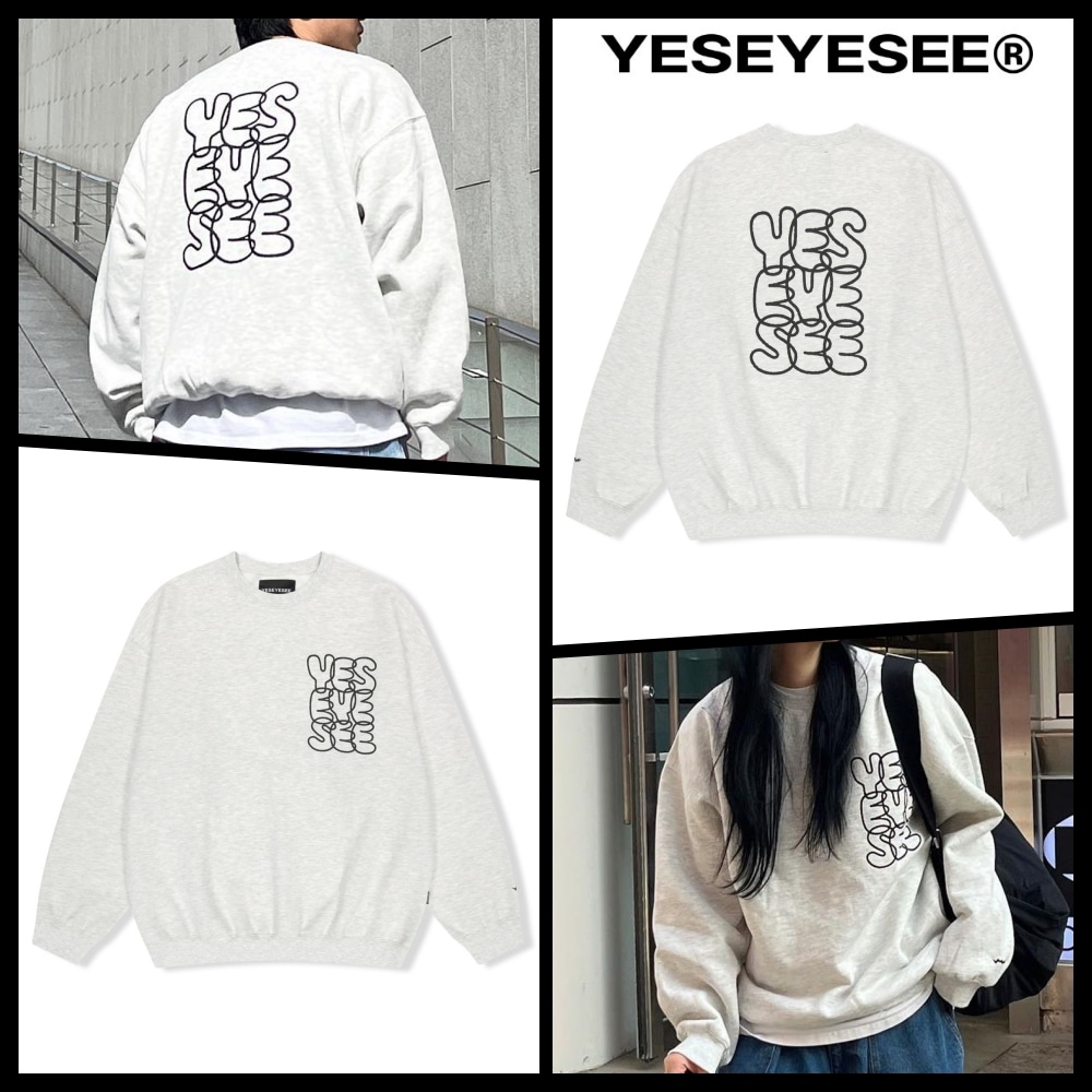 【YESEYESEE】 C-Logo Sweatshirt Light Grey