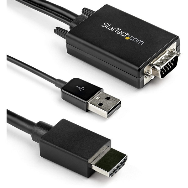 VGA2HDMM2M ブラック VGA - HDMI 変換アダプタケーブル 2m USBオーディオ対応 1920x1080 アナログRGBからHDMIに変換