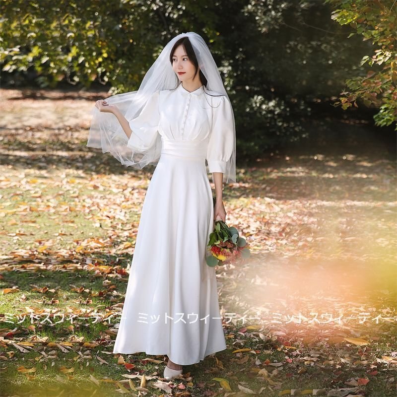 ウェディングドレス 二次会 リゾートドレス 結婚式 ブライダル 前撮り 海外挙式 花嫁 サテン パー