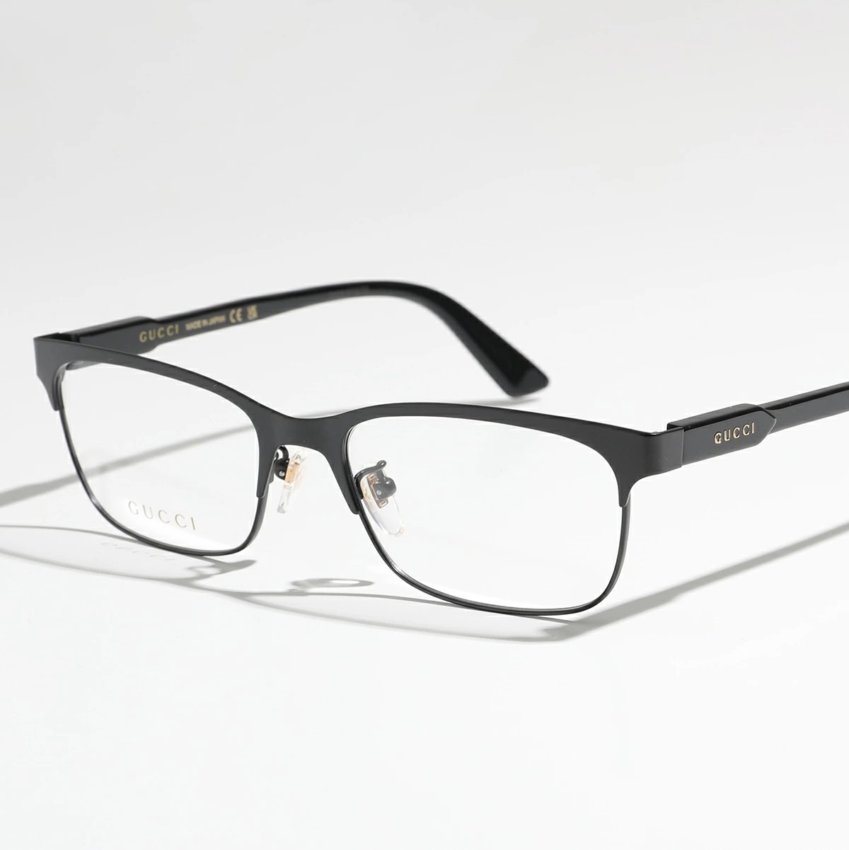 GUCCI グッチ メガネ GG0494OJ メンズ スクエア型 めがね 眼鏡 ロゴ アイウェア 黒縁メガネ 伊達メガネ 001/Black-Black-Transparen