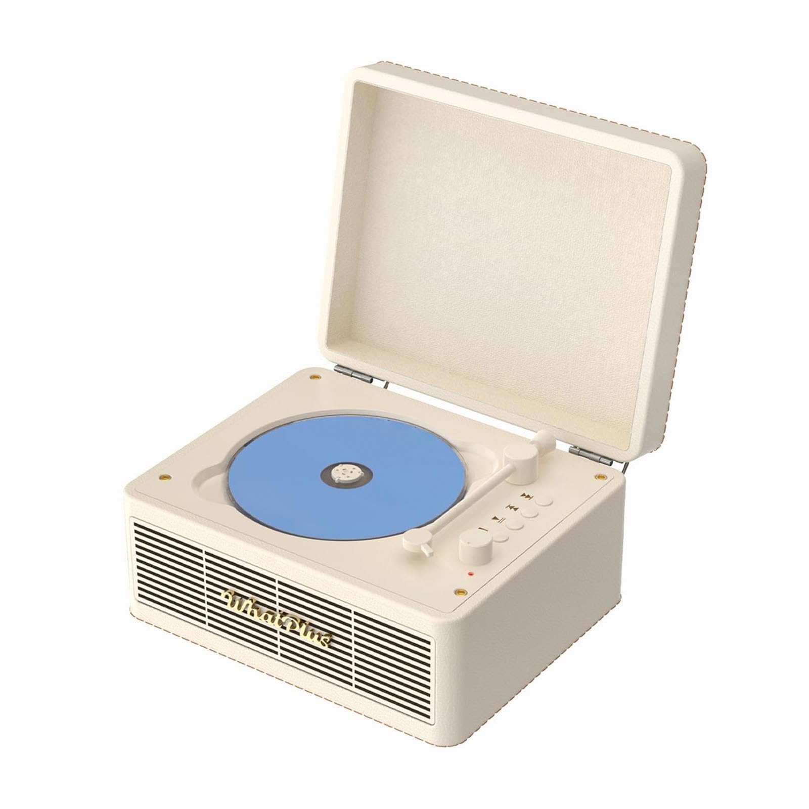 CDプレーヤー Bluetooth対応 スピーカー内蔵 2000mAhバッテリー搭載 デスクトップ用 イヤホン/AUX-IN/TFカード対応 ホワイト