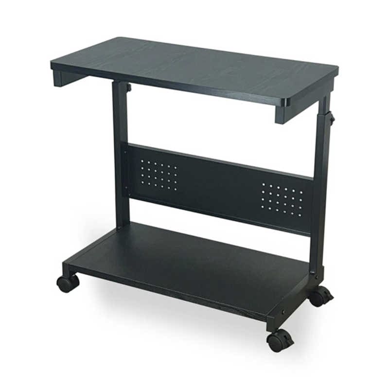 レメックスジャパン　上下昇降パソコンワゴン CPUワゴン L字デスク (上下昇降60～80cm)(W30xD60xH60～80cm)サイドオープンType 黒木目 REMEX　PJC-6001-BK