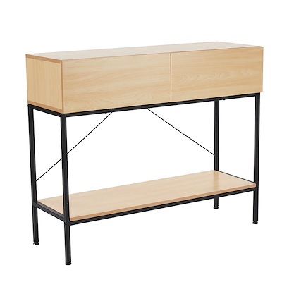 【ナチュラル】コンソールテーブル 玄関 スリム 省スペース 棚 ラック 木目調 スチール スタンド マスク置き 小物 消毒 スプレー エントランス 台 シンプル 引き出し おしゃれ コンソール