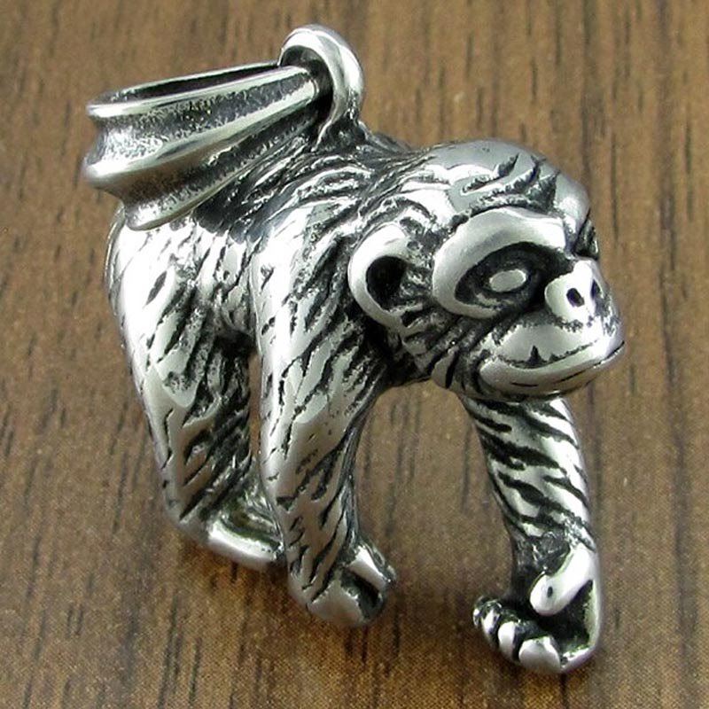 モンキー ペンダントトップ 1個販売 サージカルステンレス316L アニマル サル 猿 干支 動物 立体 3D かっこいい リアル 動物園 ユニーク 面白い ネックレス stt00-00-0714