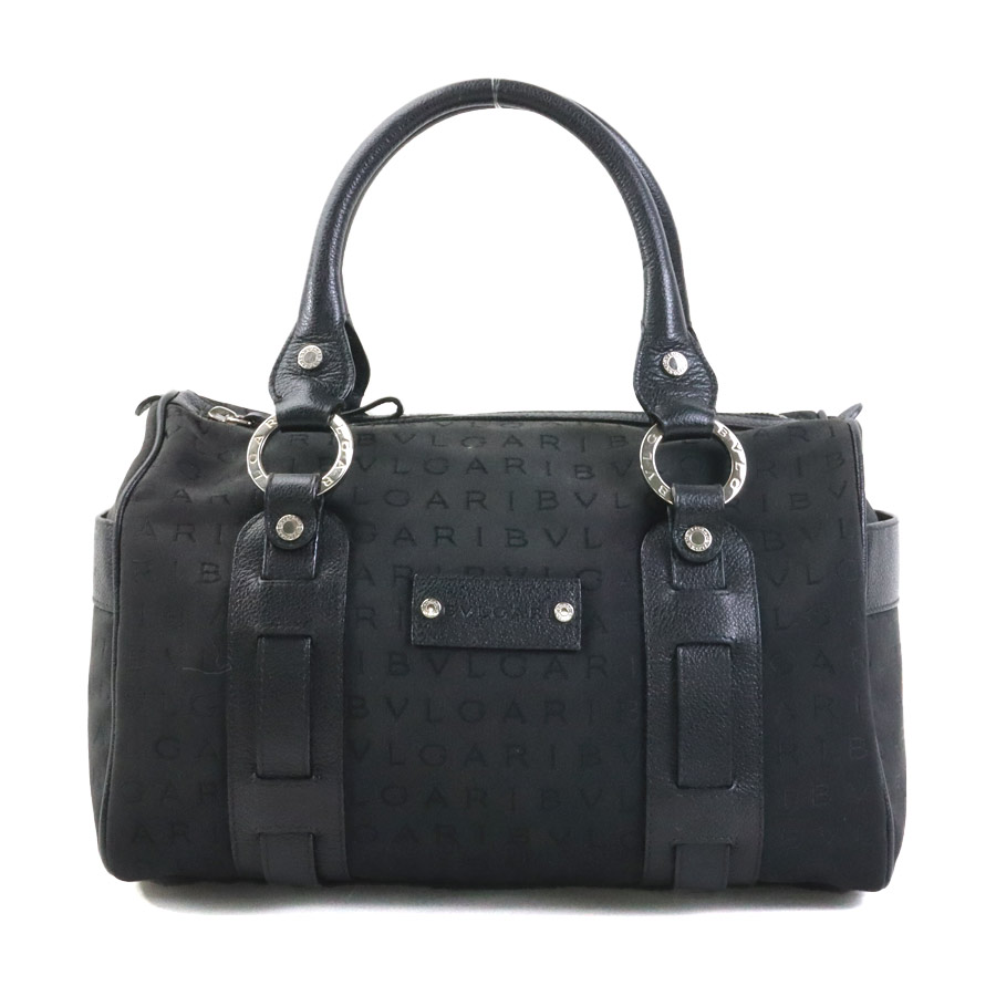 ブルガリ BVLGARI ハンドバッグ ナイロンキャンバス/レザー ブラック ユニセックス r10676a