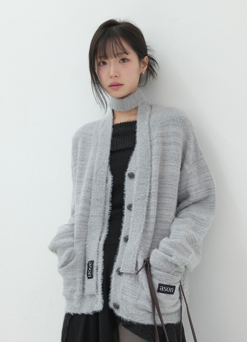 【AS"ON】 LUCA TIE CARDIGAN / GRAY 正規品