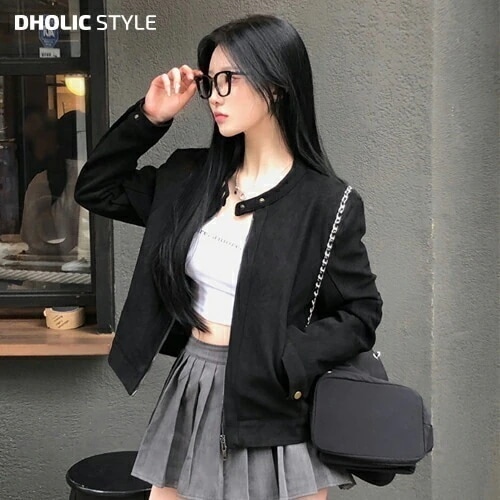 ボタンネックスエード調ジャンパー・p641306