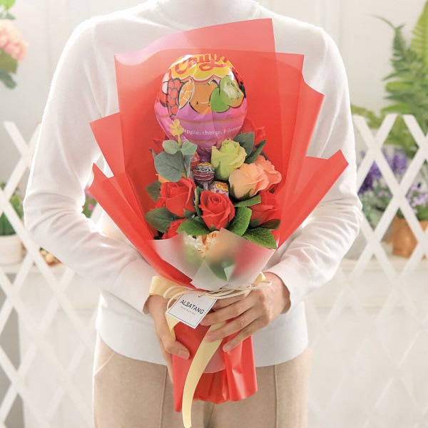 ジョリー キャンディー花束 レッド チュッパチャップス ホワイトデー ブーケ プレゼント
