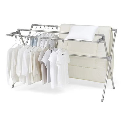 他サイト： アイリスオーヤマ ステンレス鋼 物干し 布団も干せる 多機能 伸縮 布団4枚分 布団干し ダブルバー CSPX-230S 無地(ホワイト)の商品画像