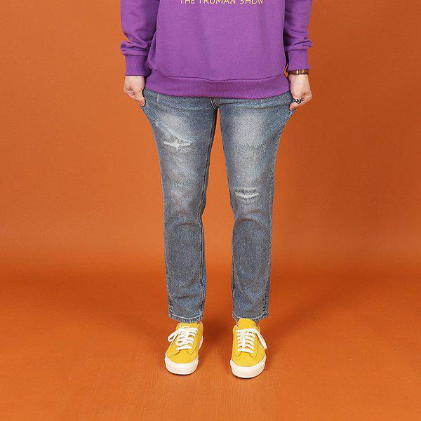 WKR107 男性用ビッグサイズキルティングディストロイドジーンズ