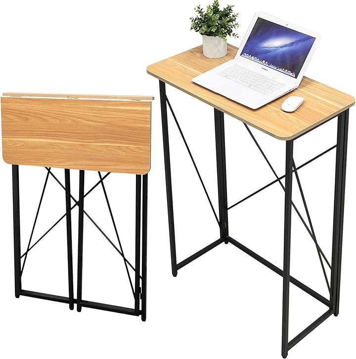 折りたたみデスク スタンディングデスク 幅80x奥行40x高さ110cm PCデスク在宅勤務 パソコンデスク(オーク, 折りたたみ( 幅80))
