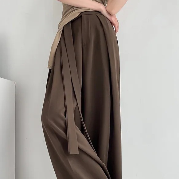 ボトムス パンツ ズボン ロングパンツ ワイドパンツ ウエストベルト ポケット かわいい 大人可愛い きれいめ シンプル 上品 おしゃれ かっこいい カジュアル こなれ感 レトロ きちんと 個性的 主