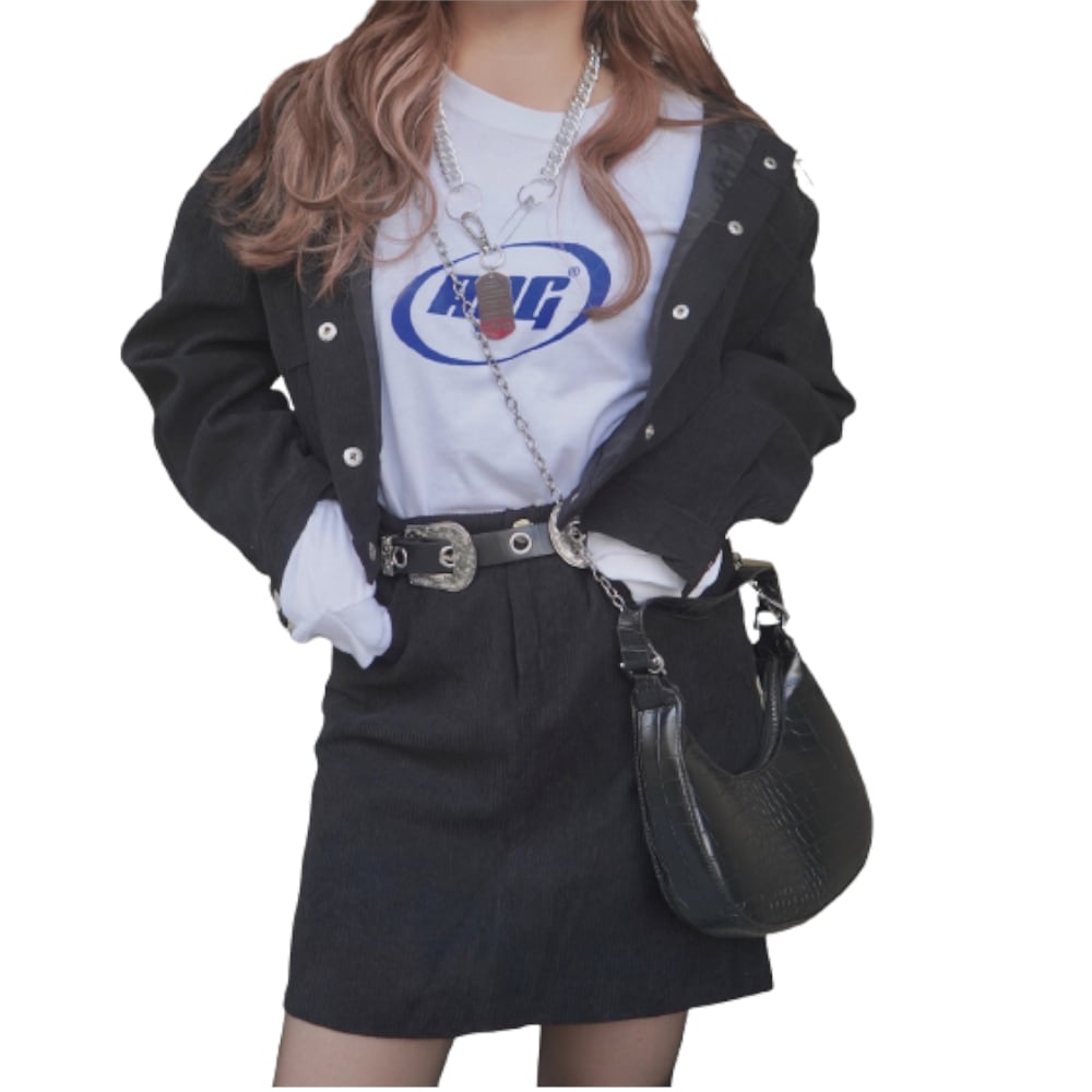 Corduroy Jacket＋Skirt 2P SET UP (black) A.D.G レディース オールインワン