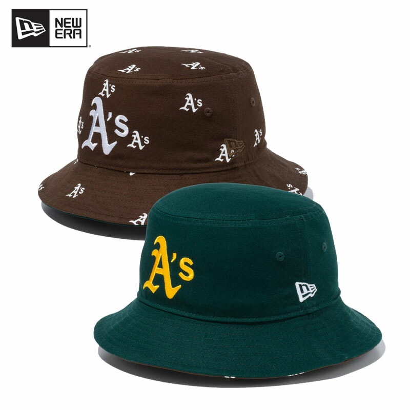 ニュー エラ バケット01 MLB Reversible Hat リバーシブル オークランドアスレチックス DarkGreen/Walnut /バケットハット/帽子/ バケハ 国内正規品 [AA