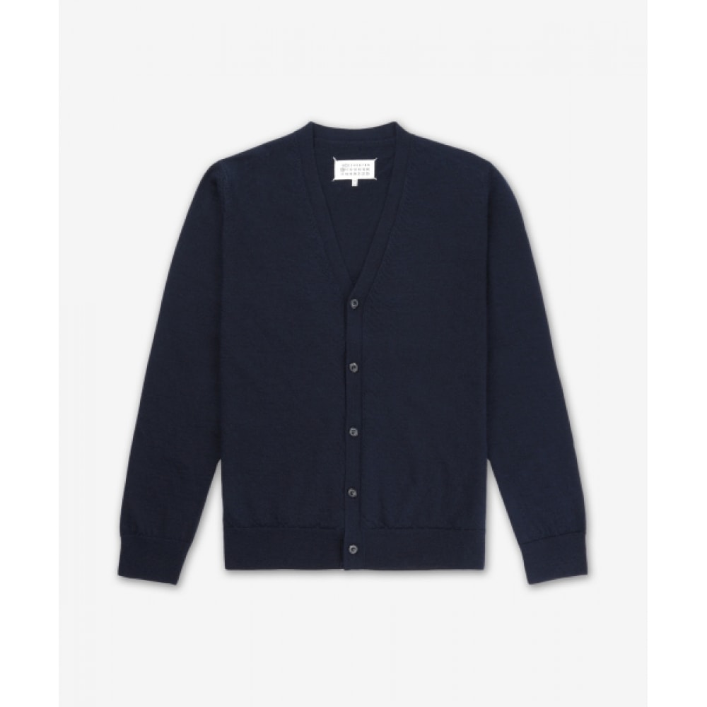 メゾンマルジェラ 4ステッチウールカーディガン-ダークブルー/S50HP0027M13098524M
