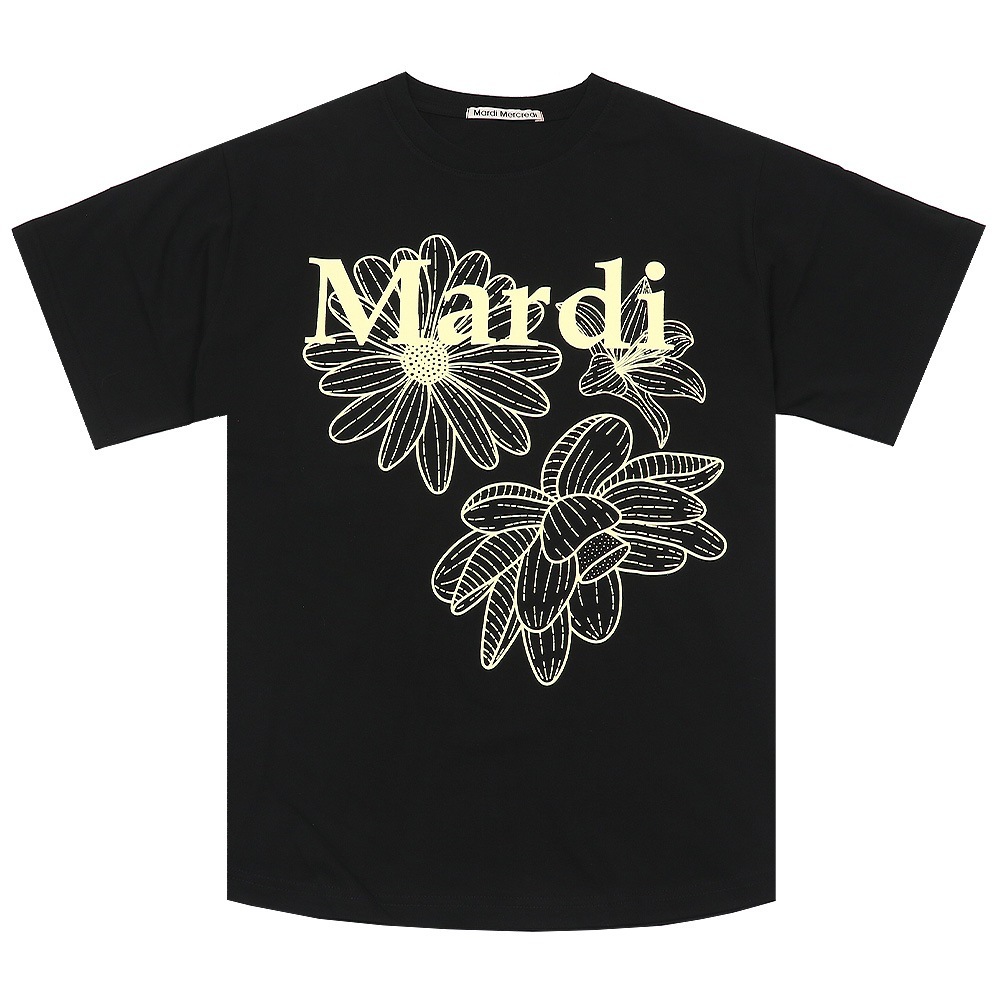 Tシャツ TSHIRT TRIPLE FLOWER BLACK LEMON 半袖 レディース 韓国 ファッション アパレル