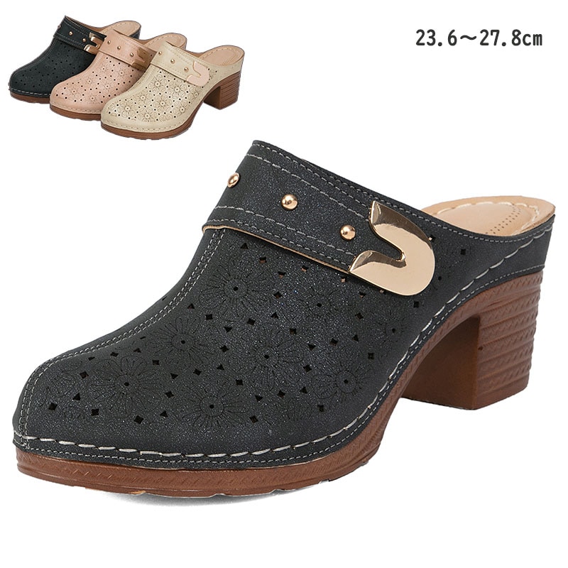 サボサンダル サボ サンダル レディース 厚底 ストラップ ウェッジソール ミュール 脚長 太ヒール おしゃれ 春 夏 きれいめ 美脚サンダル ハイヒール 夏サンダル ブラッ 秋