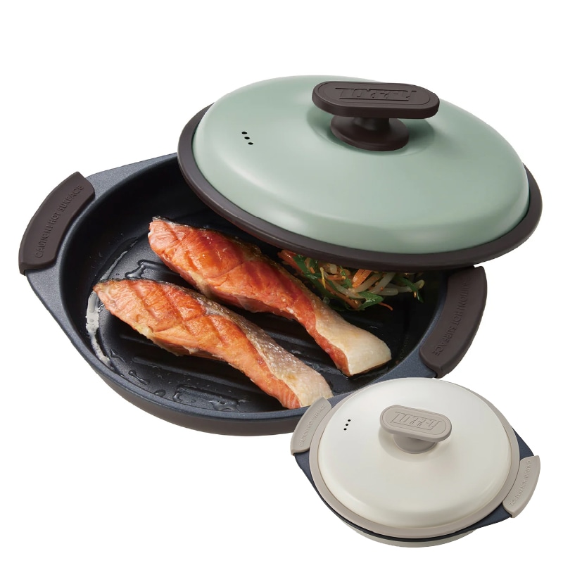 Toffy トフィー 電子レンジ用グリルパン 電子レンジ用調理器具 調理器 焼ける 電子 レンジ 調理 プレート 波型 丸型 K-MW3 レンジ調理器 1台6役 レシピ付き ミトン付き