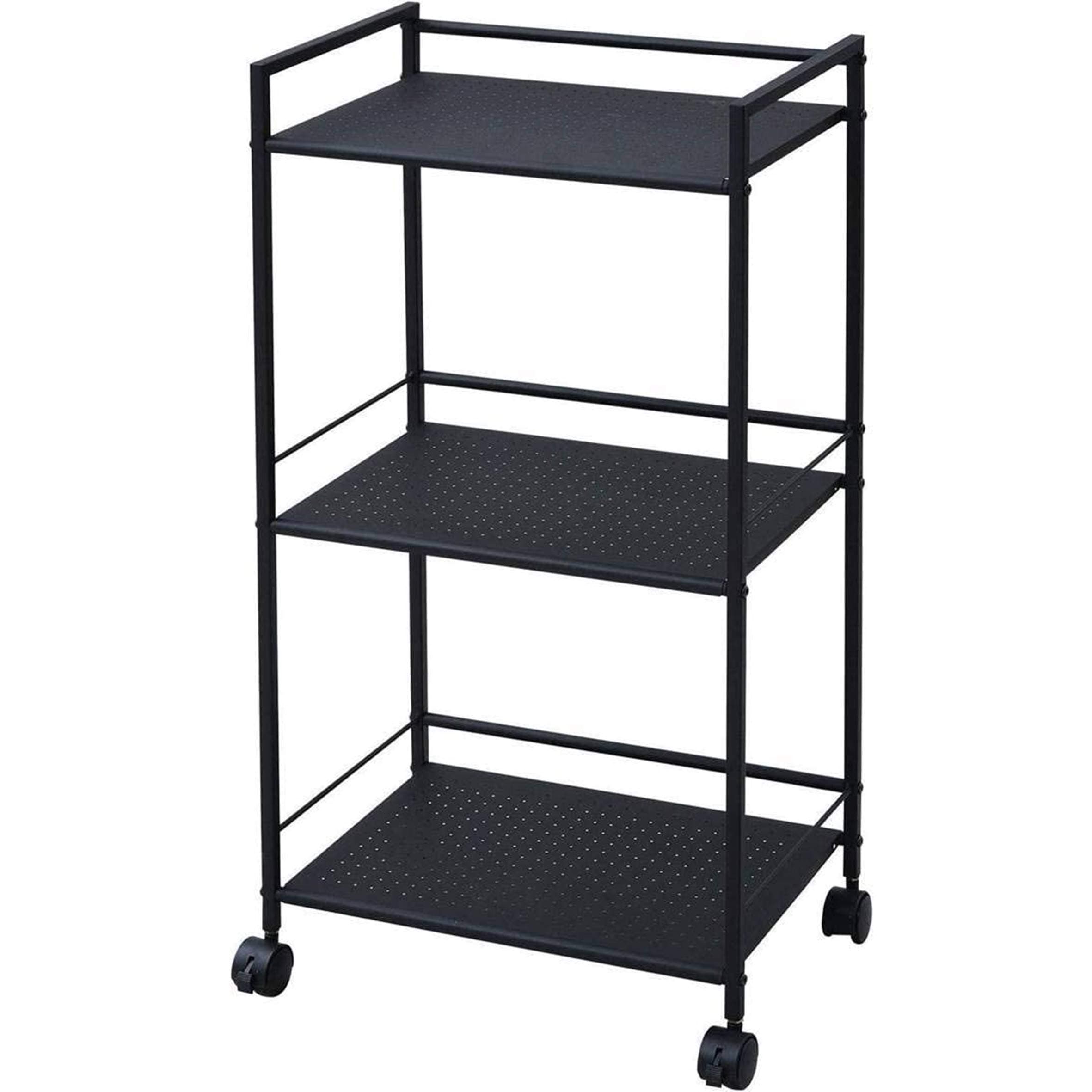 山善(YAMAZEN) スチールラック 3段 全体耐荷重30kg A4対応 2WAY仕様(ストッパー付きキャスター/固定式アジャスター) 幅42.5×奥行30×高さ82.5cm サイドワゴン 組立品