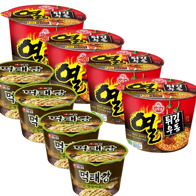 ヨル(熱)ラーメン天ぷらうどん 100g x 4カップ モクテカンカップラーメン青陽マヨ味　118g x 4カップ 韓国ラーメン YouTube ASMR 韓国モッパン