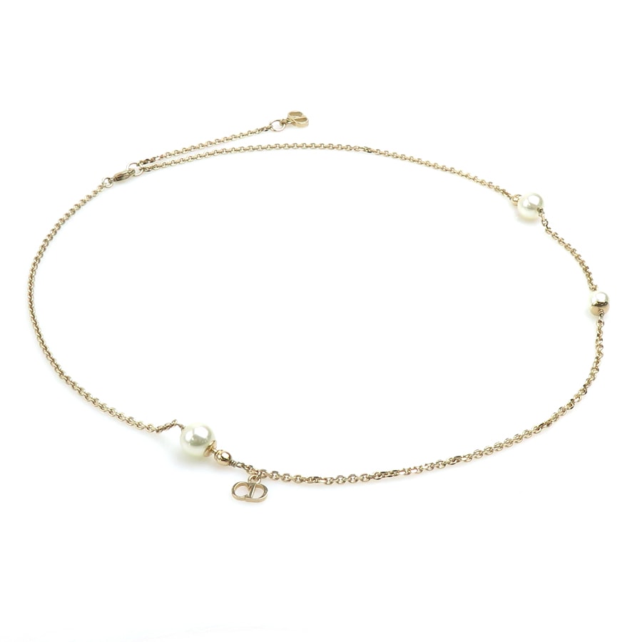 クリスチャンディオール Christian Dior ネックレス メタル/フェイクパール ゴールド×ホワイト レディース 55853j