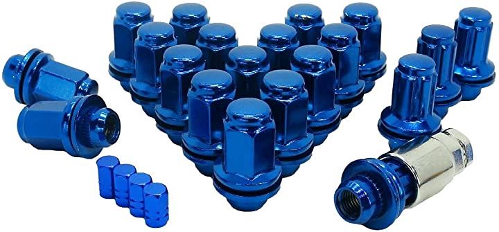 トヨタ 純正 ホイール用 平面座 カラー ロックナット ギアロック エアバルブキャップ付 青 ロング P1.5 5穴用 20個セット(青 ロング P1.5 5穴用 20個セット) 6,519円