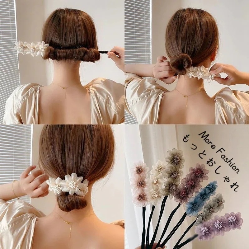 ヘアアクセサリー お団子 シニヨン メーカー デフトバン フラワー 大人 通勤 通学 韓国