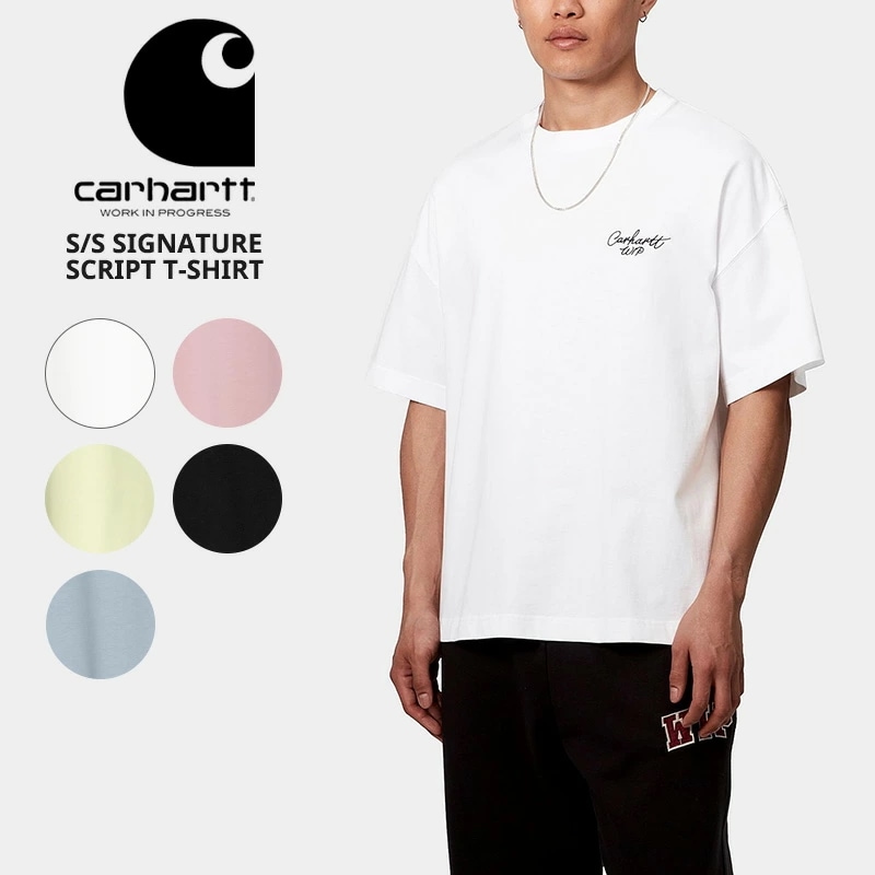 カーハート ダブリューアイピー メンズ 半袖 Tシャツ Carhartt WIPショートスリーブシグネチャースクリプトTシャツ カットソー トップス Tシャツ i033828