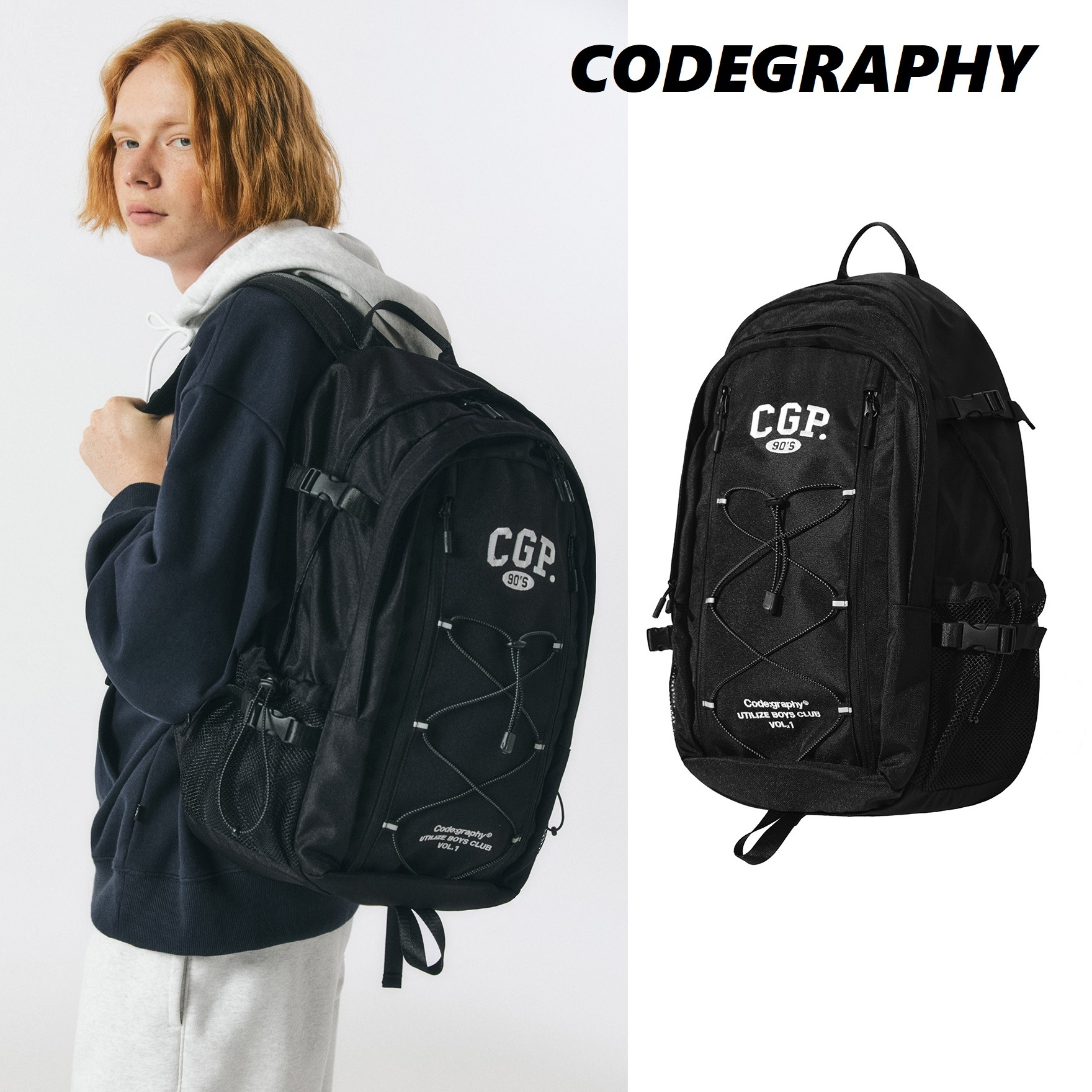[CODE GRAPHY] 23FW CGPアーチロゴバックパック_ブラック（+ミニポーチ）