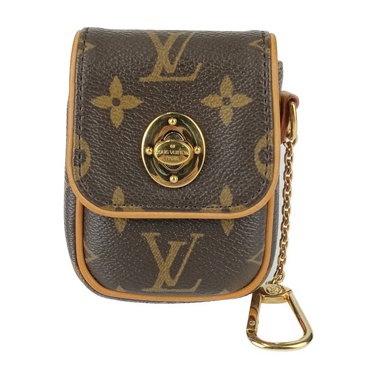 美品 LOUIS VUITTON ルイ ヴィトン ポーチ モノグラム ポシェット・トゥラム M60020 ブラウン ゴールド金具 PVC レザー ユニセックス ターンロック【本物保証】