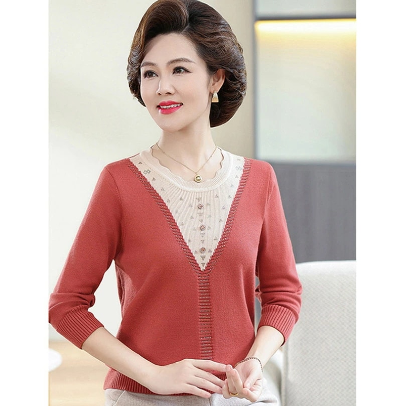 OFFクーポン セーター レディース リブ ニット クルーネック リボン チュニック アウター トップス 無地 体型カバー シンプル 長袖 おしゃれ カジュアル 通勤 秋 冬 プルオーバーセーター カ