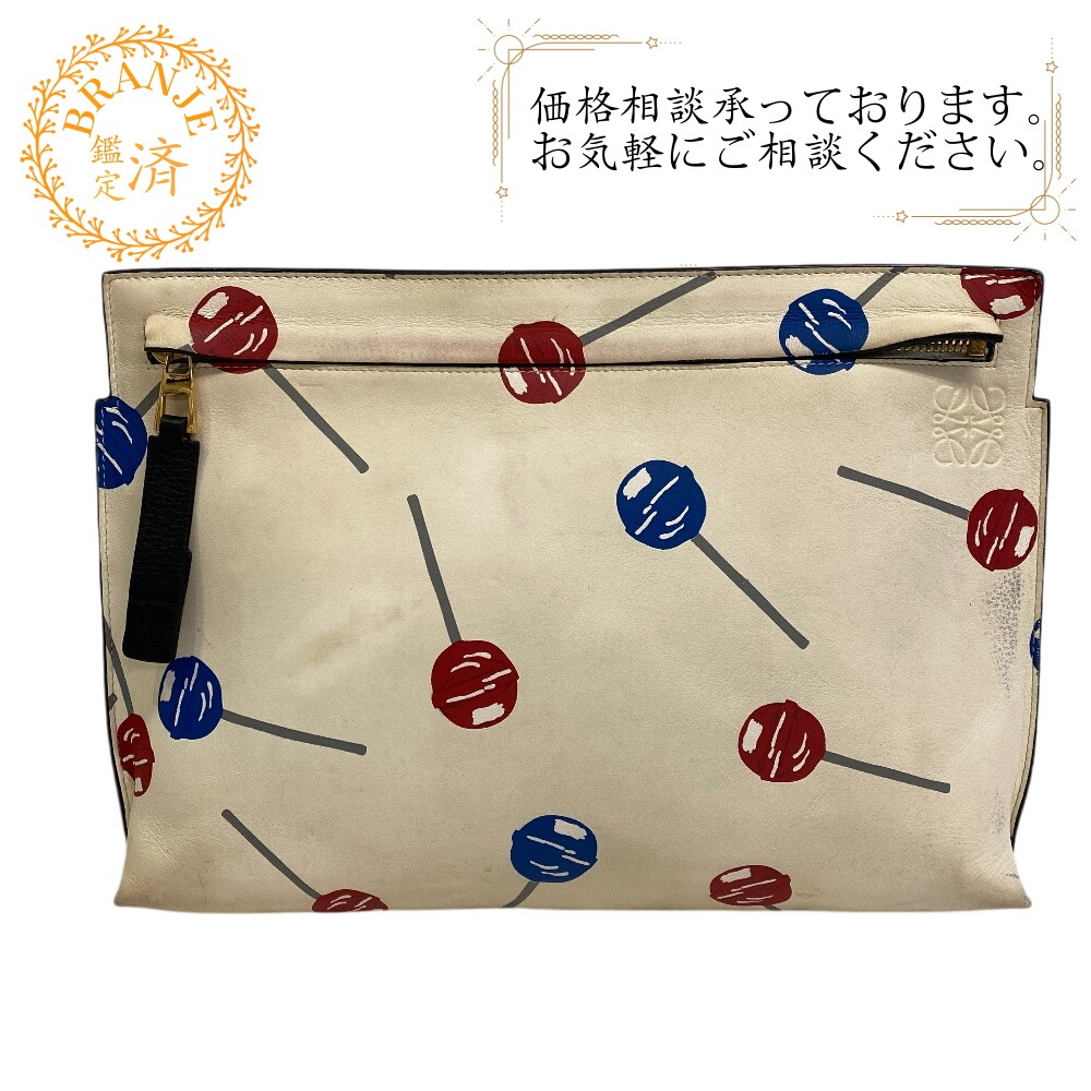 ロリポップキャンディ レザー クラッチバッグ ホワイト ブランド