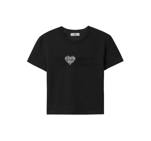 Tシャツ・カットソー ILLIGO Rose Check Heart Fitted T-Shirt 5BMR0219 MUSINSA | ILLIGO Rose Check Heart Fitted T-Shirt Black