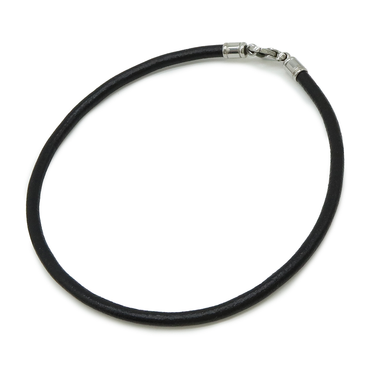 チョーカー ネックレス コード 革 レザー スティール ブラック 黒 シルバー金具