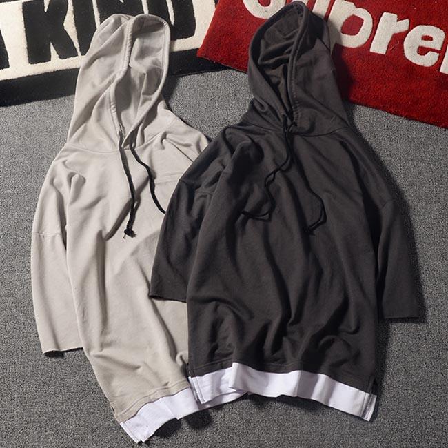 Tシャツ メンズ 半袖Tシャツ サマーTシャツ パーカー ジャージ 5分丈袖Tシャツ フード付き カットソー Tシャツ スウェットパーカー