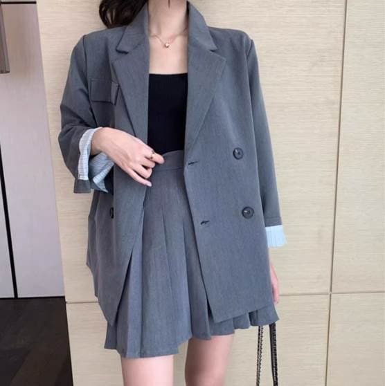 レディース スカート トップス ジャケット スーツ セットアップ チェスター テーラードジャケット ミニ 長袖 ハイネック 切り替えデザイン 中厚手 大人可愛い きれいめ レトロ 個性的 モード