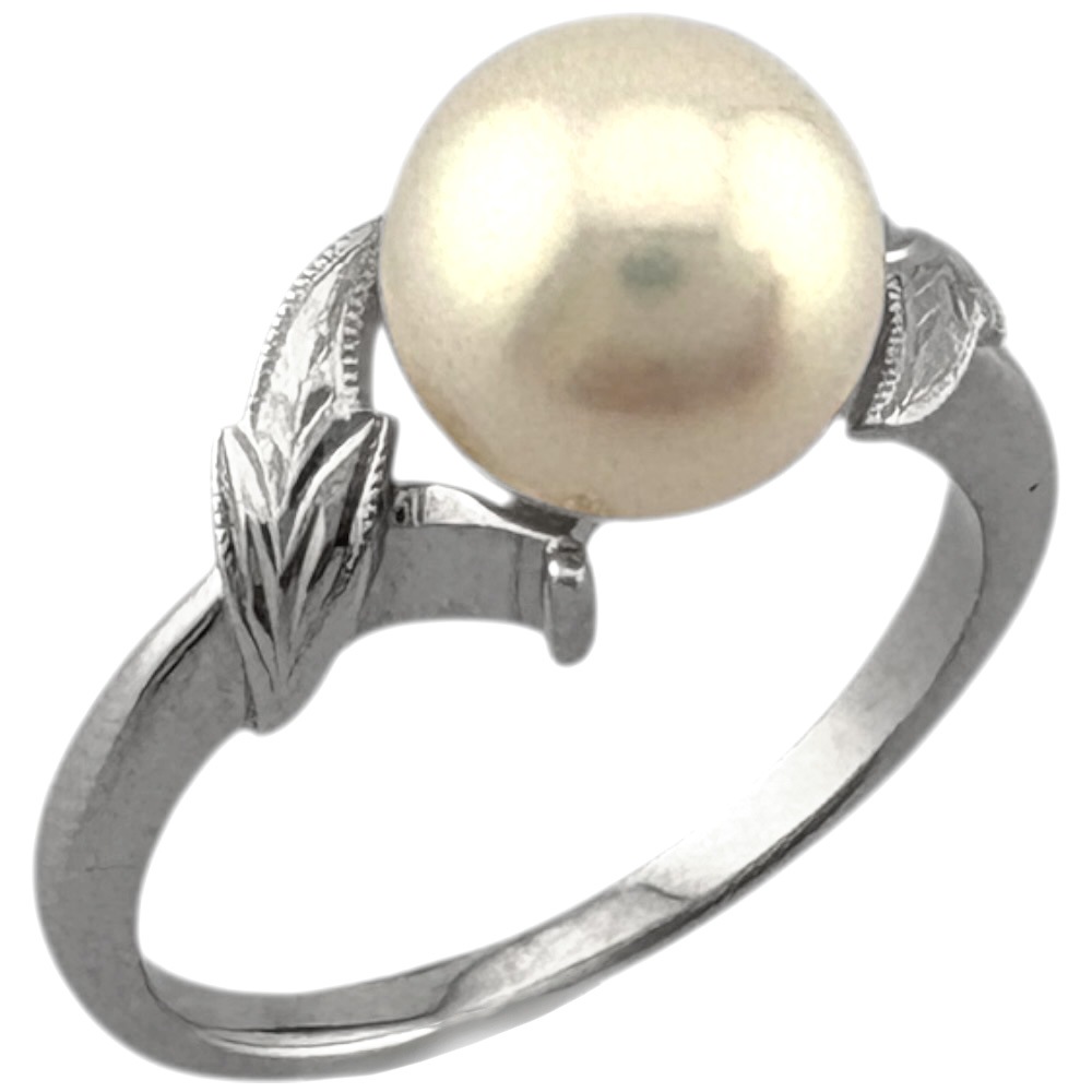 ミキモト リング 指輪 10.5号 18金 K18ホワイトゴールド パール MIKIMOTO 中古 美品